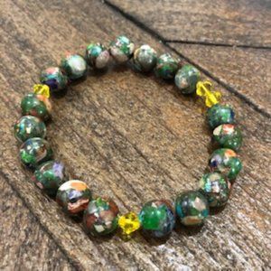 Impression Jasper Bead Bracelet w/Swarvoski Crysta